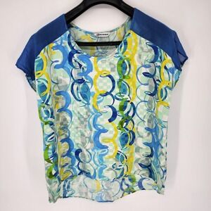 JAMS WORLD Women's Shirt Ocean Party Size Large Multicolor Pullover Short Sleeve